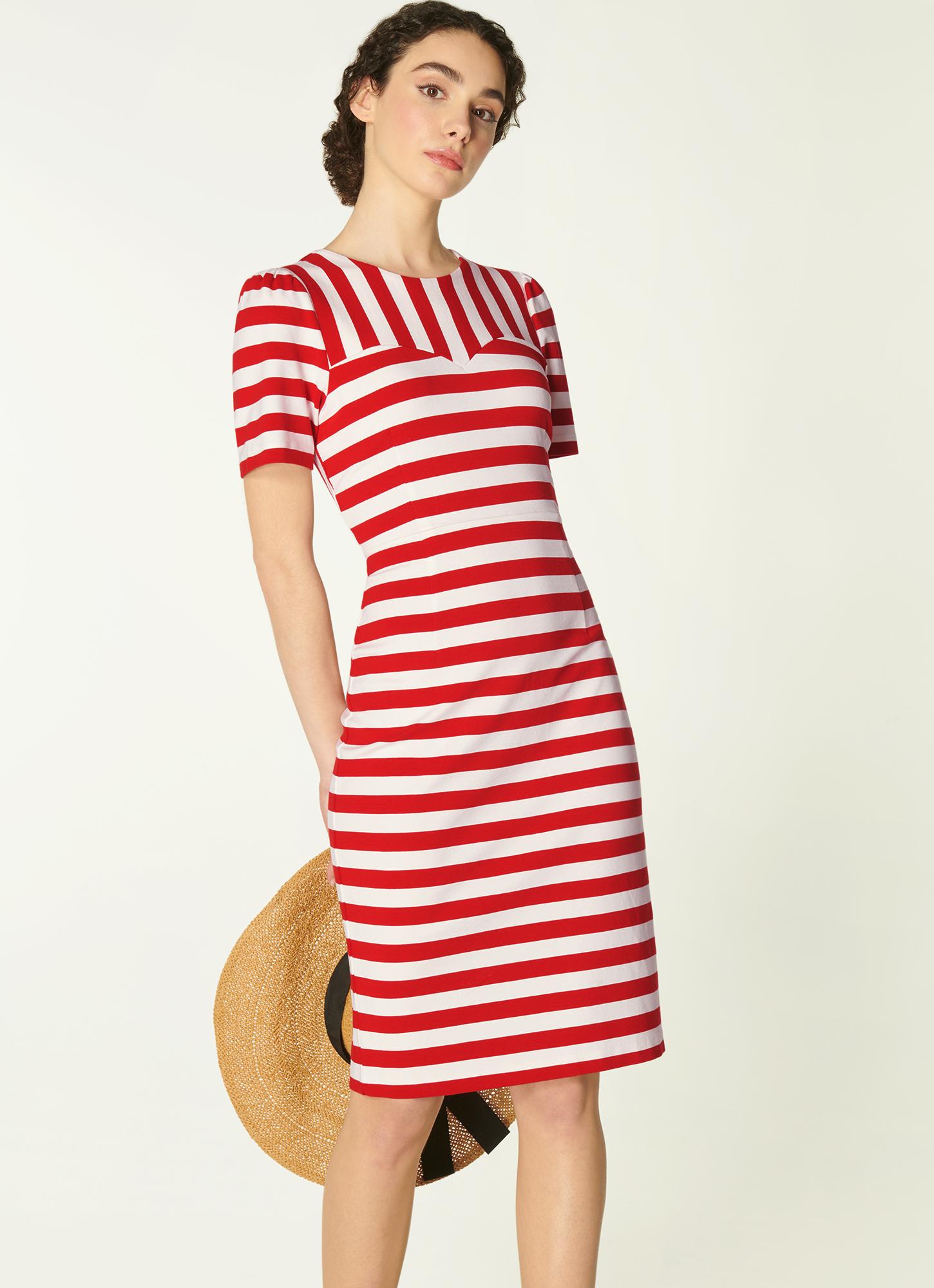 Koch Emma Ticking Stripe Dress popular Red White Size Medium